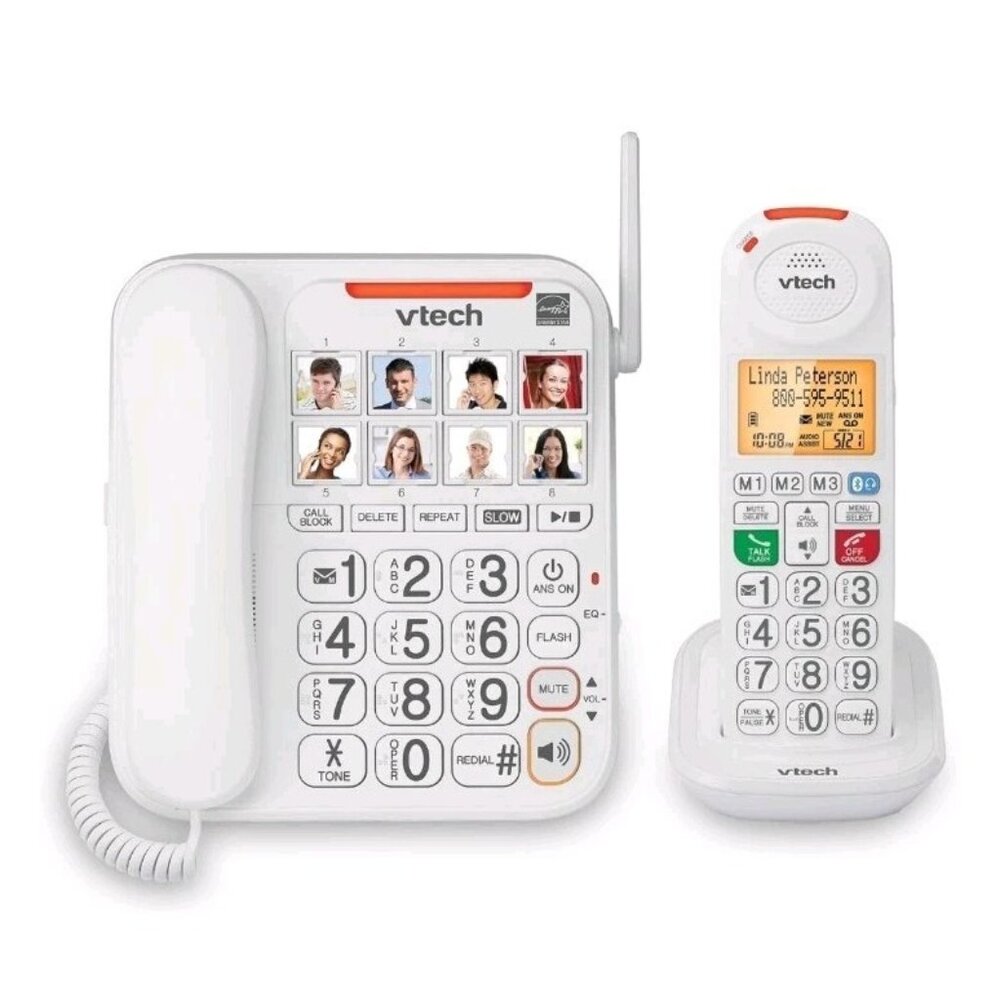 VTECH SN5147 Amplified Corded/Cordless Senior Phone with Answering Machine New